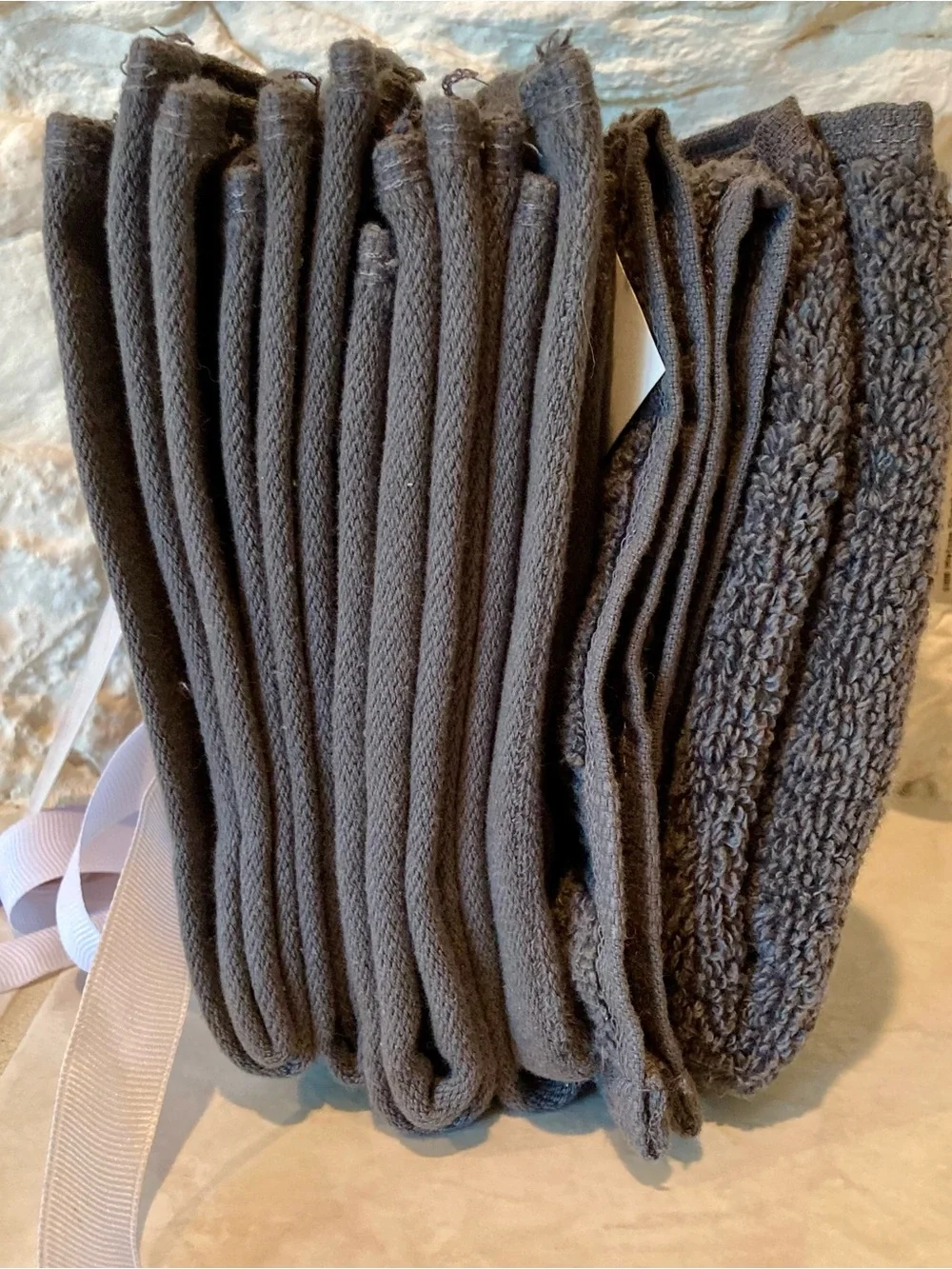 NWT Ted Baker Dark Gray Plush Cotton Washcloth Set